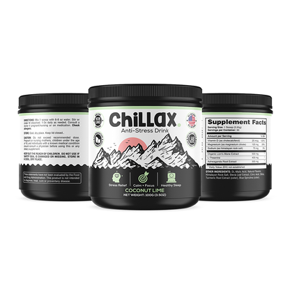 three bottles of chillax on a white background
